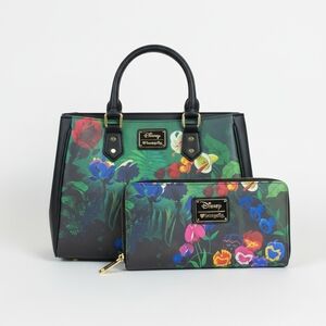 Disney Women's Tote Bag - Black with Colorful Floral Design